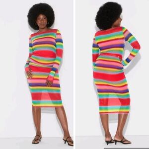 NWT Target Pride Rainbow Mesh Long Sleeve Midi Dress